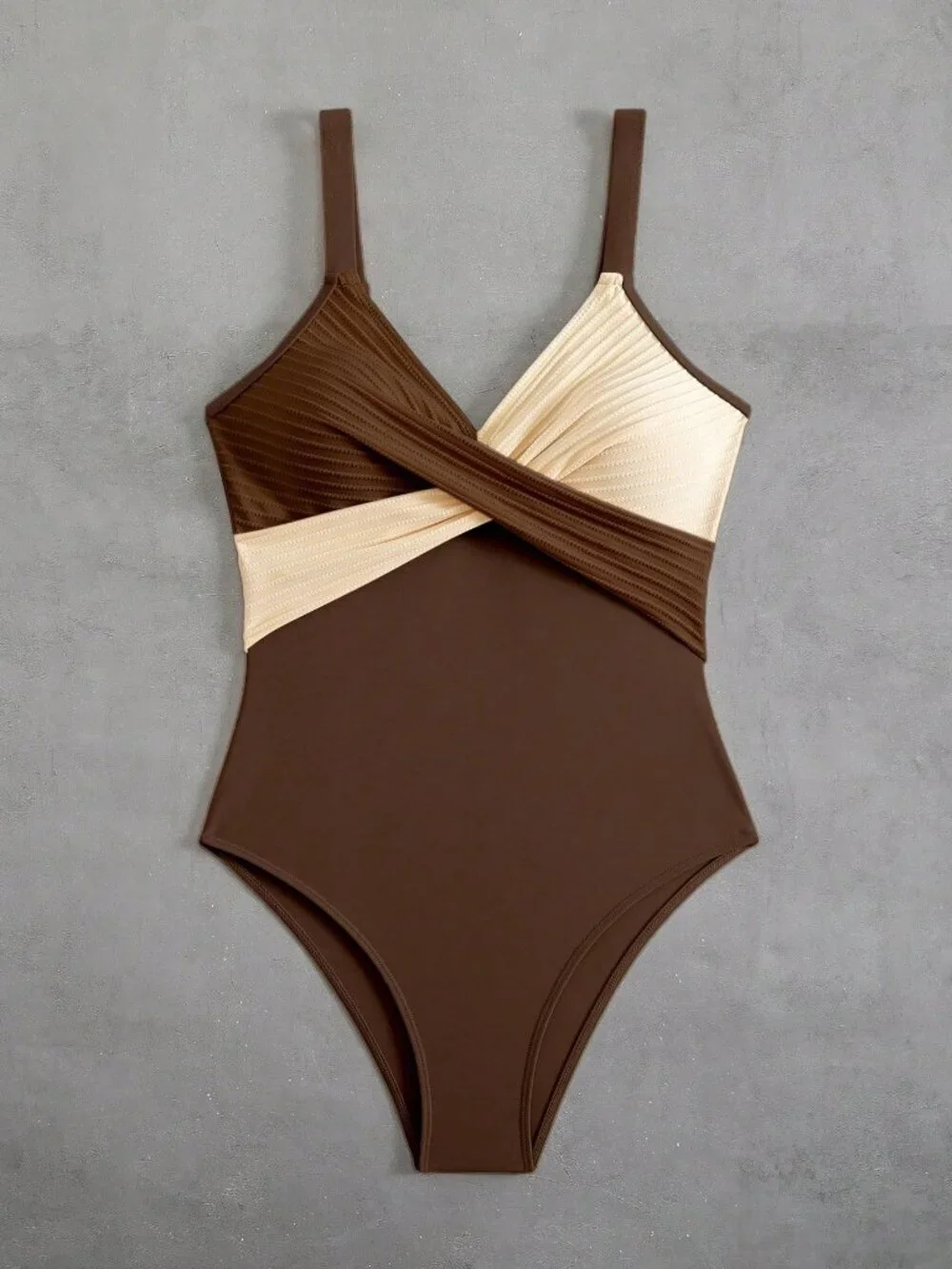 Multicolor Casual Women's Fabric Criss-Cross Front One-Piece Suit